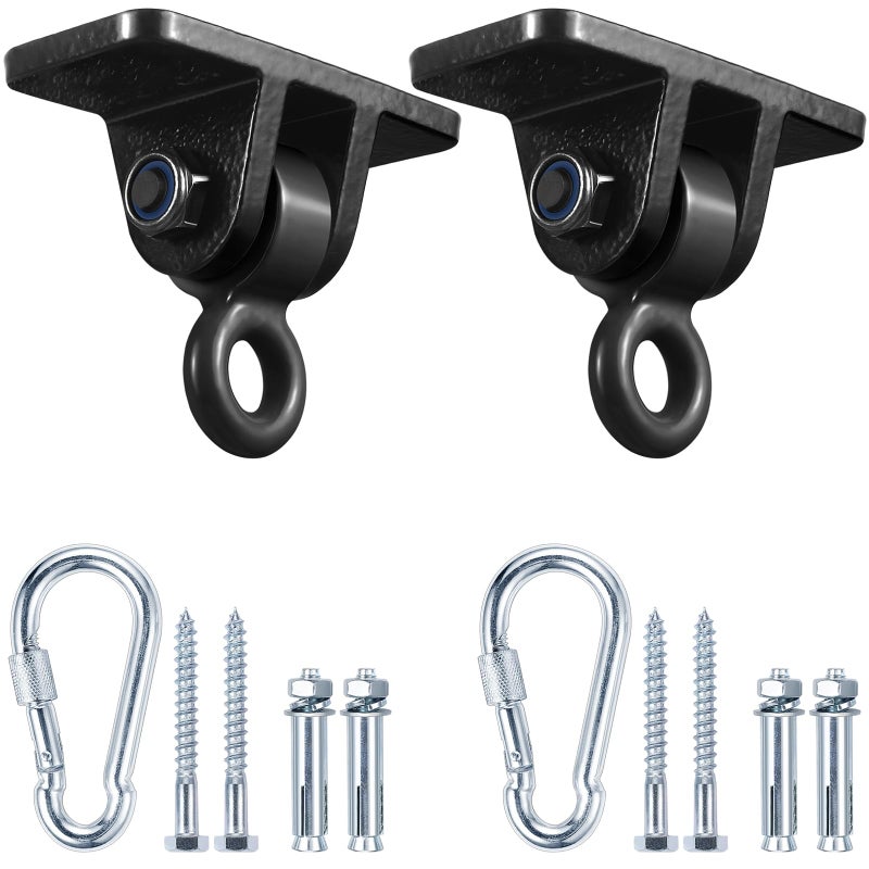 MDAIRC Swing Set Brackets, MDAIRC Heavy Duty Swing Hangers for Wooden Sets Playground Porch Indoor Outdoor & Hanging with Snap Hooks (2 Pack Black Swing Hook) - Image 1